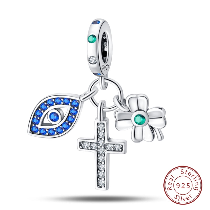 925 Sterling Silver Nossa Senhora Aparecida Dangle Charm with Zircon - Fits DIY Bracelets for Women