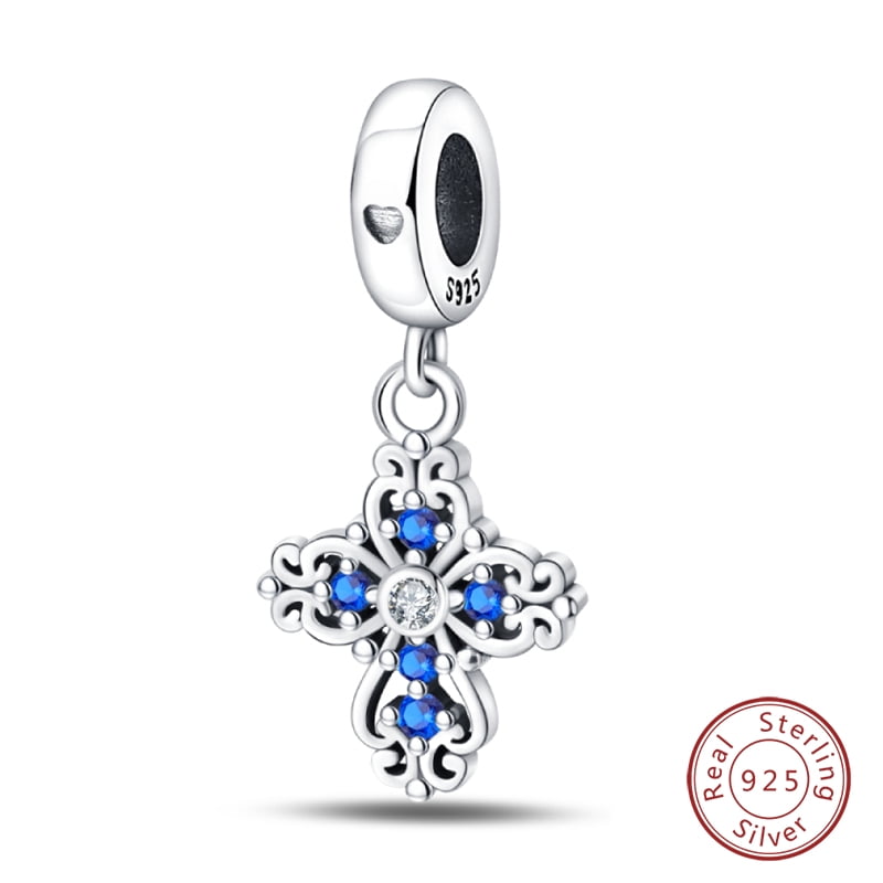 925 Sterling Silver Nossa Senhora Aparecida Dangle Charm with Zircon - Fits DIY Bracelets for Women