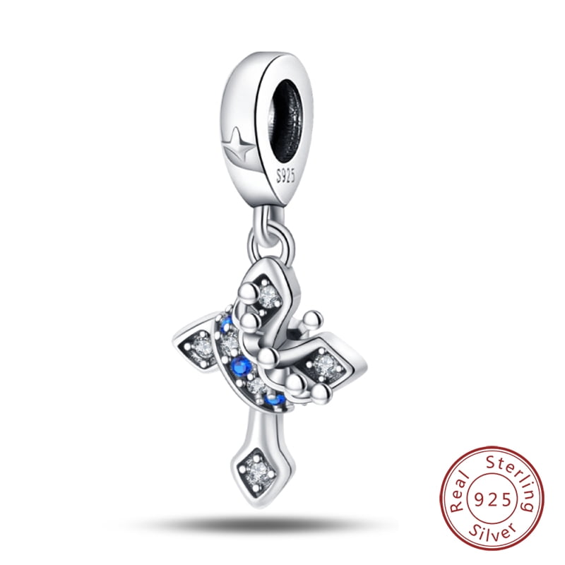 925 Sterling Silver Nossa Senhora Aparecida Dangle Charm with Zircon - Fits DIY Bracelets for Women