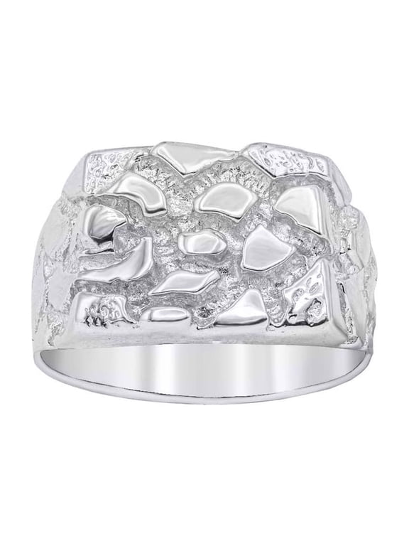 .925 Sterling Silver Nugget Men's Ring /Size 11