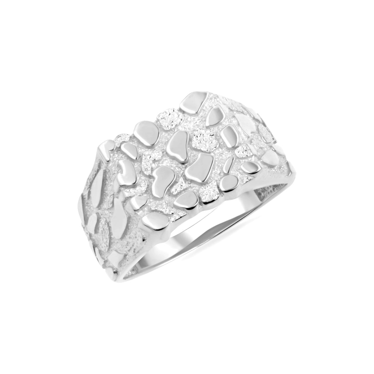 .925 Sterling Silver Nugget Square Signet Ring /Size 12 - Walmart.com