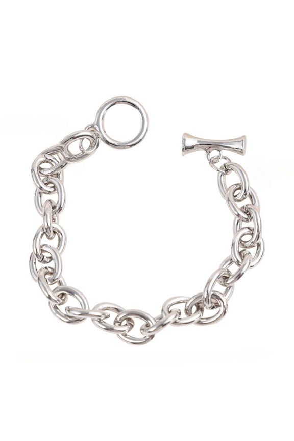 925 Sterling Silver O-Shape Chain Bracelet for Men Women Adjustable Unisex Jewelry Gift Silver One Size
