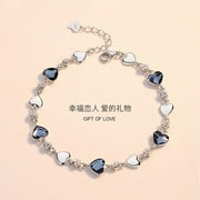 FODIMON 925 Sterling Silver Ocean Love Heart Linked Charm Bracelets for Women