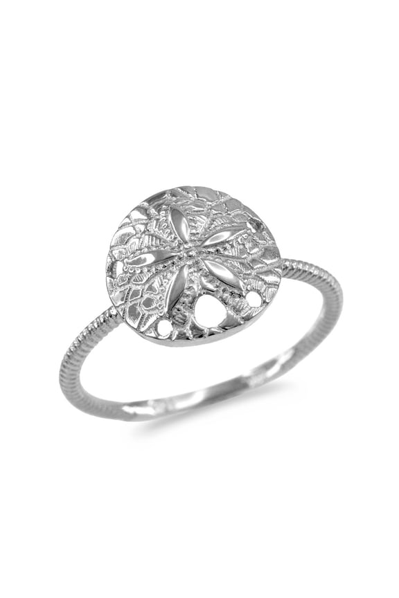 925 Sterling Silver Ocean Sand Dollar Beach Rope Band Ring (Size 6.75)