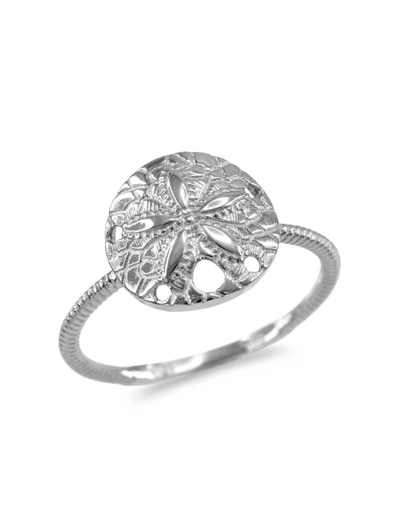 925 Sterling Silver Ocean Sand Dollar Beach Rope Band Ring (Size 7.75)