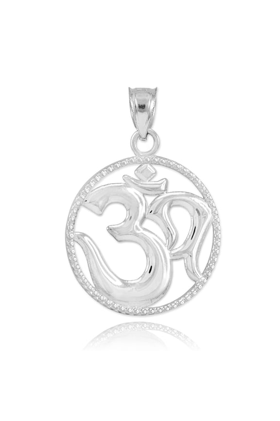 .925 Sterling Silver Om Symbol Charm Pendant Necklace (Pendant with 22" chain)