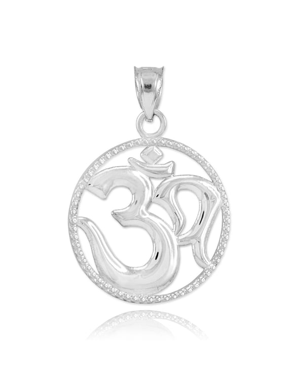 .925 Sterling Silver Om Symbol Charm Pendant Necklace (Pendant with 22" chain)