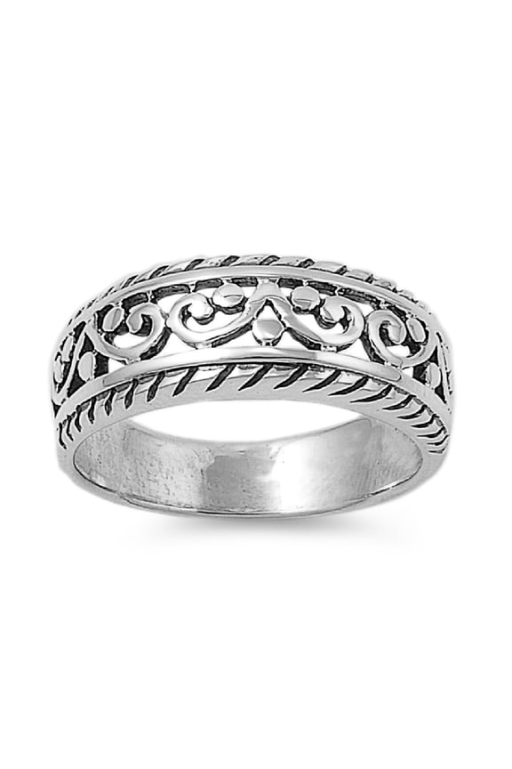 925 Sterling Silver Om Symbol Inspired Op Art Ring Size 6