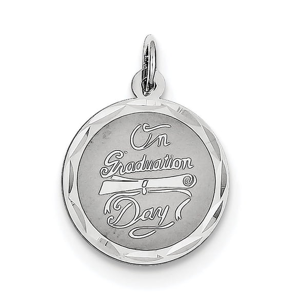 925 Sterling Silver On Graduation Day Disc (16x19mm) Pendant / Charm