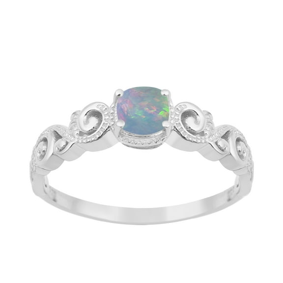 925 Sterling Silver Opal Cushion 6mm Women's Solstic Mother's Day Gift Ring, 0.75 Ct