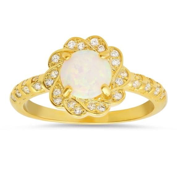 925 Sterling Silver Opal Floral Ring
