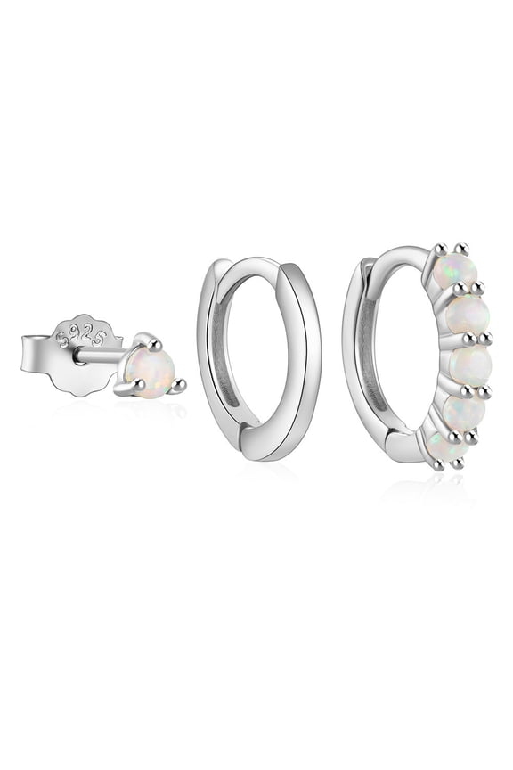 925 Sterling Silver Opal Set Earrings Hoop Earrings Earstuds Birthday Mothers Day Bridesmaid Christmas Gifts