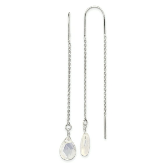 925 Sterling Silver Opalite Crystal Threader Earrings