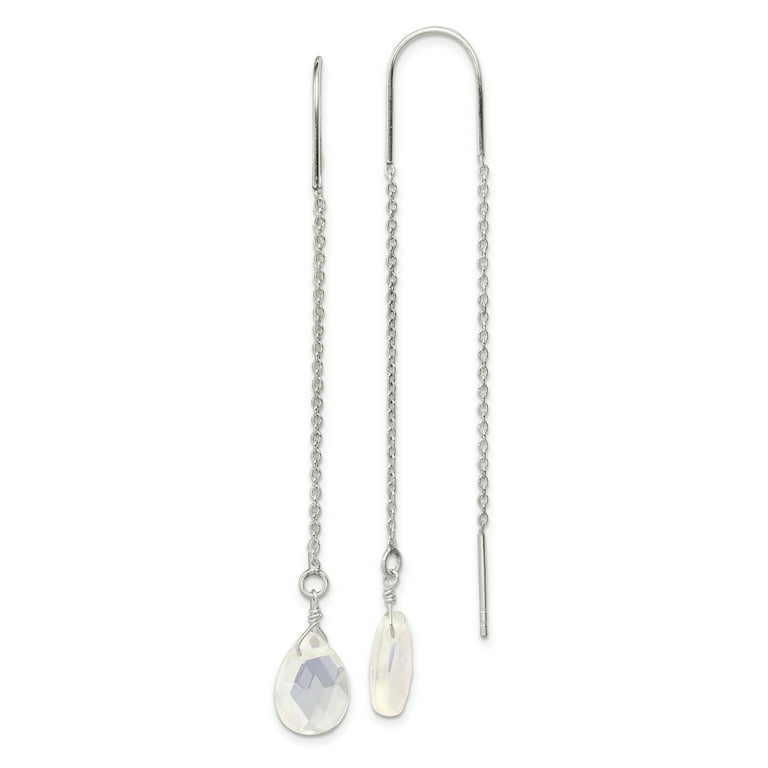 Sterling Silver Opalite Crystal Threader Earrings Sterling Silver Opalite Crystal Threader Earrings