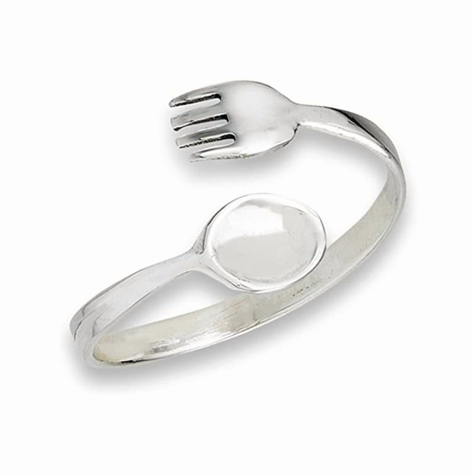 925 Sterling Silver Open Adjustable Fork Spoon Utensils Ring Thumb Band ...