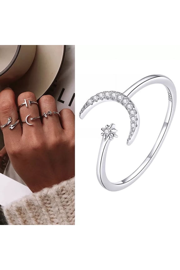925 Sterling Silver Open Adjustable Rings for Women & Girls. Wedding, Engagement, Anniversary or Gift Rings