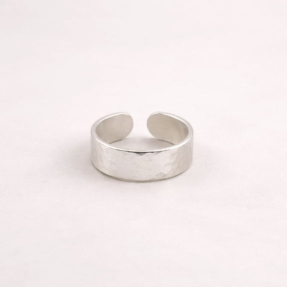 925 Sterling Silver Open Cuff Ring – Minimalist Adjustable Band Ring ...