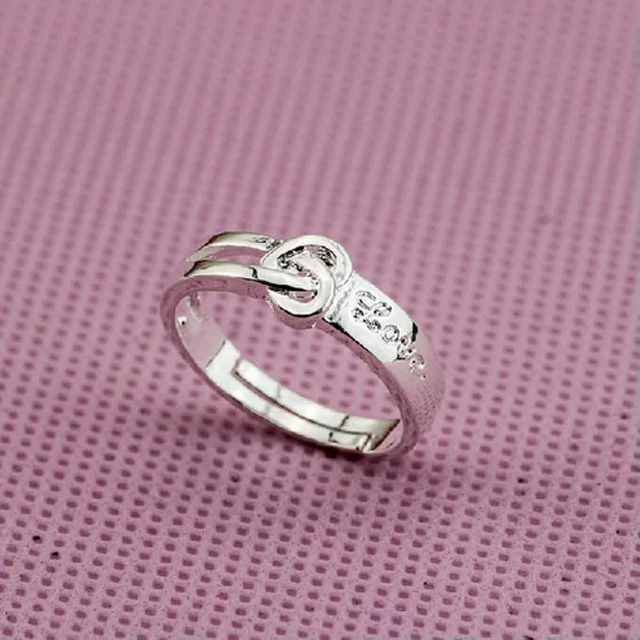 925 Sterling Silver Open Fashion Heart Shaped Wedding Gift Ring Jewelry