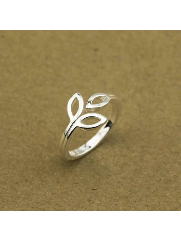925 Sterling Silver Open Fashion Leaf Shape Ring Beautiful Jewelry #8