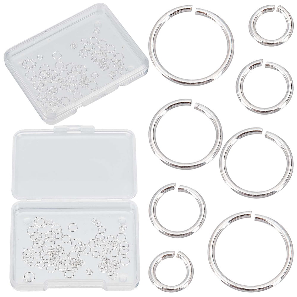 925 Sterling Silver Open Jump Rings Saw Cut Round Silver 3~6x0.5mm 24 Gauge Inner Diameter: 2mm 4style 30pcs/style 120pcs