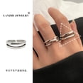 thumbnail image 1 of 925 Sterling Silver Open Middle Finger Knuckle Thumb Rings for Women Adjustable Size 4-7, 1 of 9