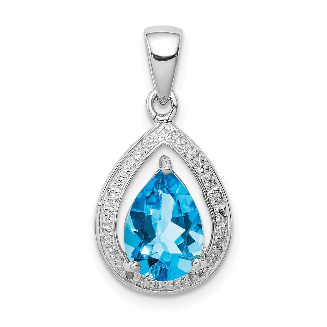 925 Sterling Silver Open Polished Prong set Light Swiss Blue Topaz and ...