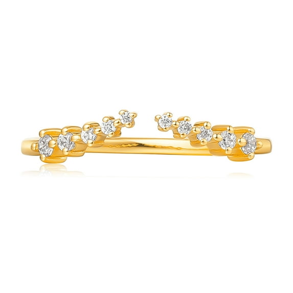 925 Sterling Silver Open Wedding Ring 14K Yellow Gold Moissanite Rings for Women