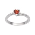 thumbnail image 1 of 925 Sterling Silver Orange CZ 4MM Heart Shape Dainty Women Valentines Day Gifts Ring, 1 of 2
