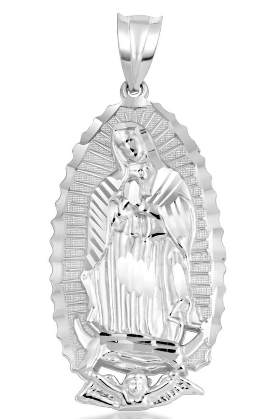 .925 Sterling Silver Our Lady of Guadalupe Virgin Mary Necklace (Small) (Pendant Only)