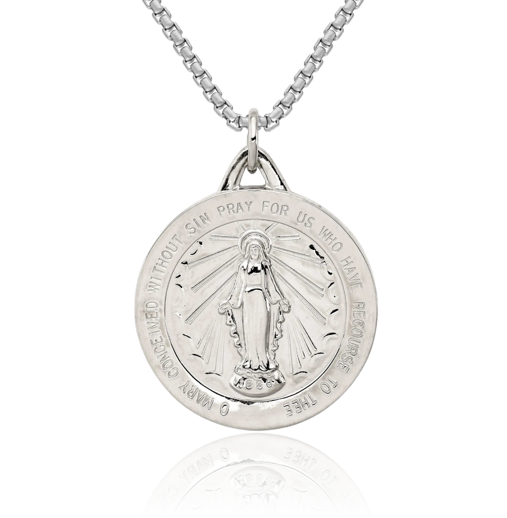 925 Sterling Silver Our Lady of Miraculous Medal Blessed Virgin Mary ...