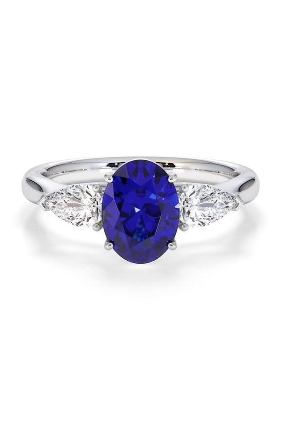 925 Sterling Silver Oval 1.00 Ctw Tanzanite Gemstone 3-Stone Women Engagement Ring – Designer Wedding Anniversary Rings