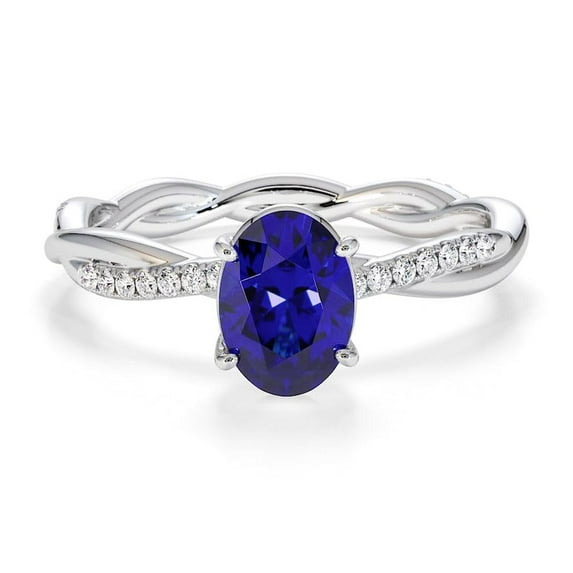 925 Sterling Silver Oval 1.00 Ctw Tanzanite Gemstone Solitaire with Twisted Band Women Engagement Ring – Designer Wedding Anniversary Rings