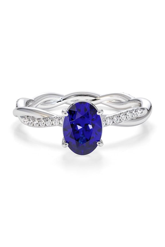 925 Sterling Silver Oval 1.00 Ctw Tanzanite Gemstone Solitaire with Twisted Band Women Engagement Ring – Designer Wedding Anniversary Rings