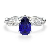 925 Sterling Silver Oval 1.00 Ctw Tanzanite Gemstone Solitaire with Twisted Band Women Promise Ring – Designer Wedding Engagement Rings