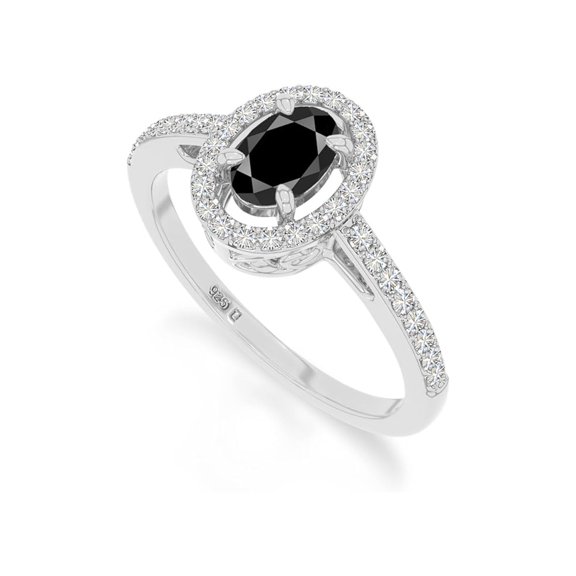 925 Sterling Silver Oval 1 Ctw Black Spinel Solitaire Accents Women Wedding Ring – Engagement Stackable Rings, Gift For Her_5