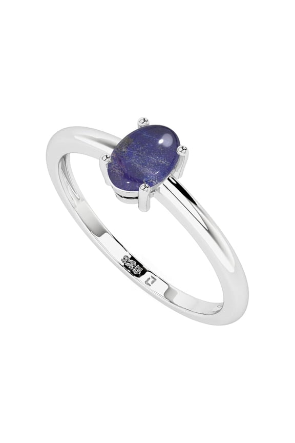 925 Sterling Silver Oval 1 Ctw Lapis Lazuli Solitaire Women Wedding Ring,Engagement Ring -Gift For Her_11.5