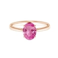 thumbnail image 1 of 925 Sterling Silver Oval 7X5 MM Pink Tourmaline Solitaire Rose Plated Ring Size US- 7.5, 1 of 5