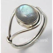 SILVERSTARJEWEL 925 Sterling Silver Oval Blue Fire Labradorite Bestseller Ring Size 5 Handmade