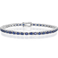 thumbnail image 1 of 925 Sterling Silver Oval Blue Sapphire Chain Gemstone Tennis Bracelet, 1 of 6