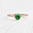 thumbnail image 1 of 925 Sterling Silver Oval Green Tsavorite Engagement Ring | Dainty Green Tsavorite and Pear Diamond Bridal Promise Ring, 1 of 5