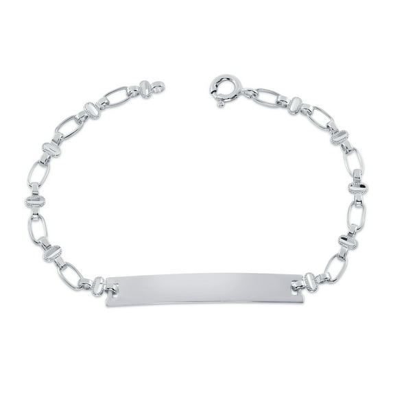 925 Sterling Silver Oval Link ID Bracelet, 7"-8" Adjustable Jewelry for Women