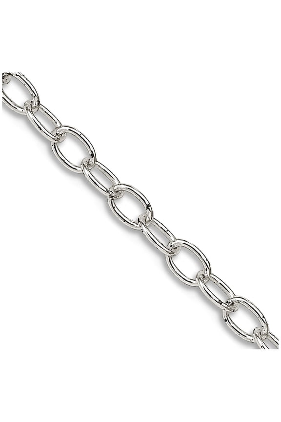 925 Sterling Silver Oval Polished 3.40mm Link Chain Necklace 20 Inch Lobster Claw Chain Necklace for Women and Men