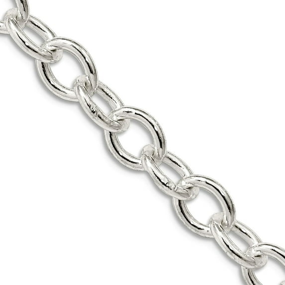 925 Sterling Silver Oval Polished Chain Necklace 24 Inch 6.8mm Lobster Claw Chain Necklace for Women and Men