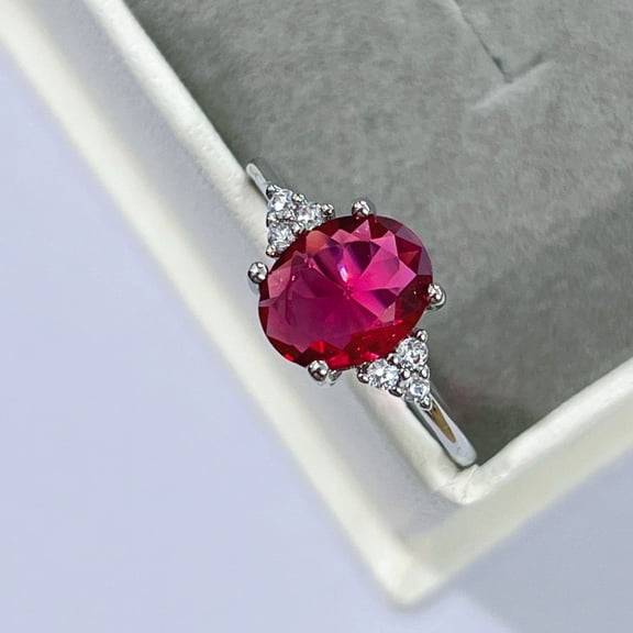 925 Sterling Silver Oval Shaped 7X9 mm Gemstone Ring Promise Ring Engagement Ring for Women