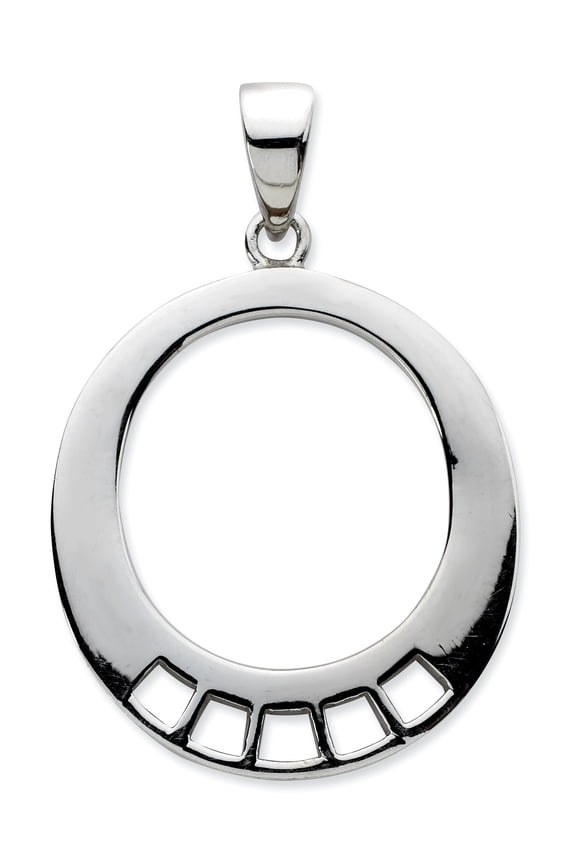 Amore La Vita Sterling Silver Rhodium-plated Polished Oval Shaped Charm Carrier Pendant