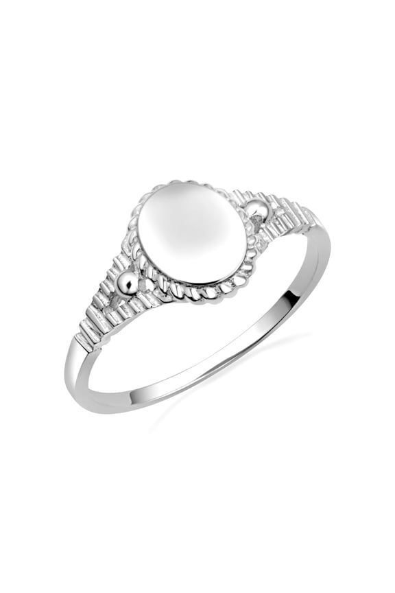 925 Sterling Silver Oval Signet Ring - Engravable Jewelry- Size 5