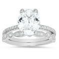 thumbnail image 1 of 925 Sterling Silver Oval-cut Diamond CZ 2pc Stackable Ring Set, 1 of 2