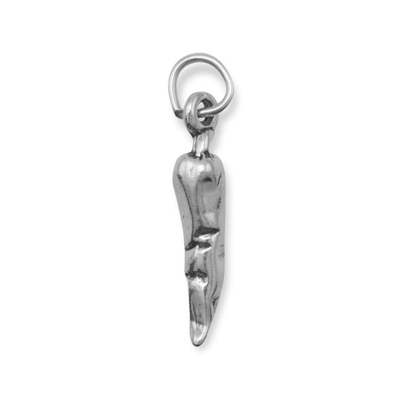 .925 Sterling Silver Oxidized Chile Pepper Charm