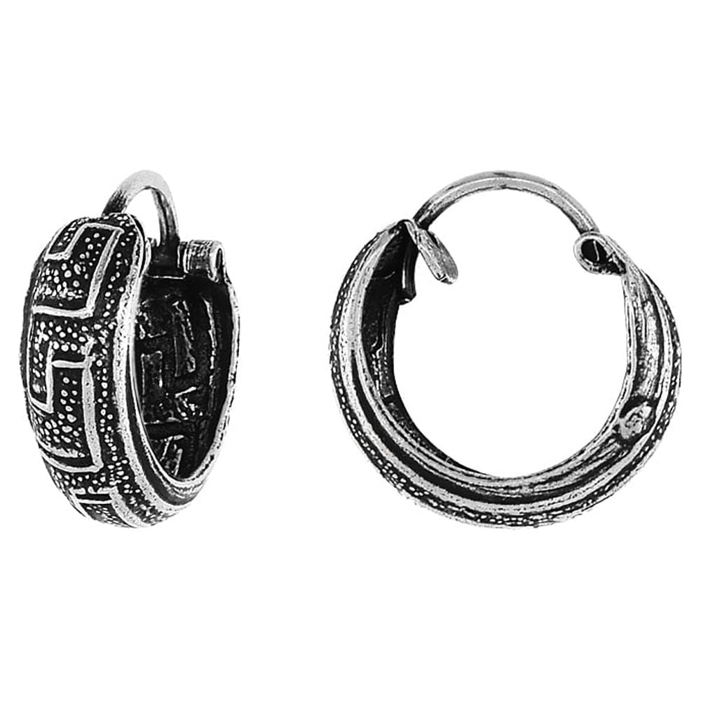 Italian 15/16" Greek Key Hoop Earrings In 14K Gold - Foto 9