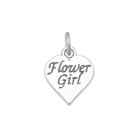 .925 Sterling Silver Oxidized Flower Girl Charm